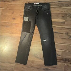 Levi's 511 Black Distressed Patched Men's Slim Straight Jeans Waist 30 Length 30